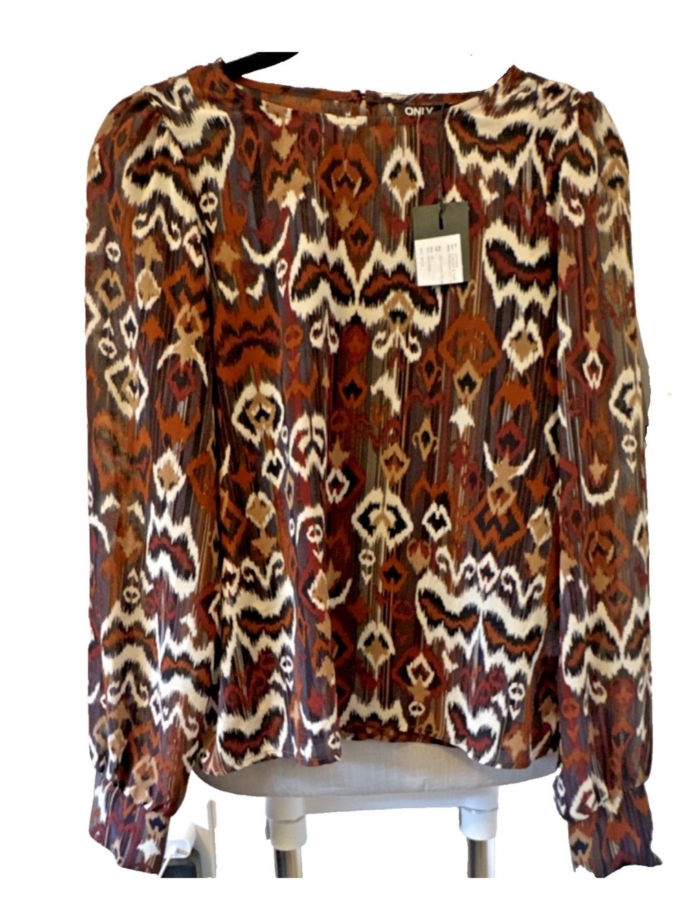 ONLY Multicolor Ikat-Print Long Sleeve Blouse